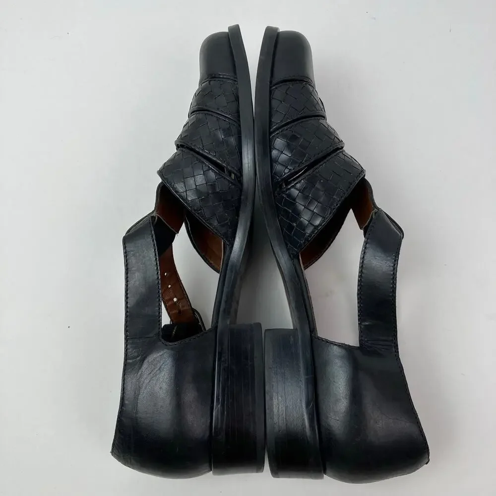 Etienne Aigner Sz 6.5 Vintage 90s T-strap Closed Toe Fisherman Sandals Black